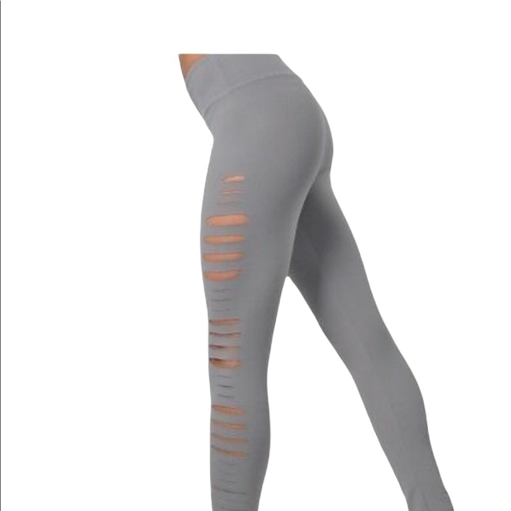 Jala‎ Clothing Slash Groove Light Gray Leggings Size S Cut Outs - Picture 5 of 6